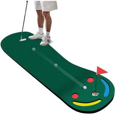 Costway - 9.8FT X 3FT Par 3 Holes Golf Putting Mat Set for Indoor & Outdoor Practice - Green Costway - 9.8FT X 3FT Par 3 Holes Golf Putting Mat Set for Indoor & Outdoor Practice - Green