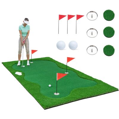 Costway - 10 x 5 FT Golf Putting Professional Golf Training Mat with 2 Golf Balls - Green Costway - 10 x 5 FT Golf Putting Professional Golf Training Mat with 2 Golf Balls - Green