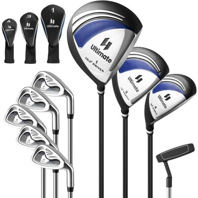 Costway - 9 PCS Men's Complete Golf Club Set Right Handed with 460cc Alloy Driver Irons - Navy Costway - 9 PCS Men's Complete Golf Club Set Right Handed with 460cc Alloy Driver Irons - Navy