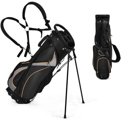 Costway - Golf Stand Bag Portable Lightweight Golf Carry Club Bag w/ 8-way Divider - Black Costway - Golf Stand Bag Portable Lightweight Golf Carry Club Bag w/ 8-way Divider - Black