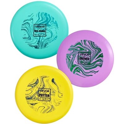 VEVOR - Disc Golf Set,3 Pack Disc Golf Starter Set, Beginners Flying Discs for Full-Body Strength Training,with Putter,Mid-Range - Multicolored VEVOR - Disc Golf Set,3 Pack Disc Golf Starter Set, Beginners Flying Discs for Full-Body Strength Training,with Putter,Mid-Range - Multicolored