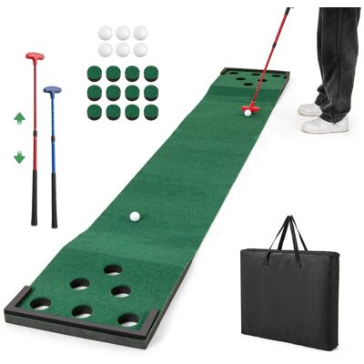 Gymax - Golf Putting Game Set 11 FT Indoor Outdoor Puttin0g Mat for Backyard - Green Gymax - Golf Putting Game Set 11 FT Indoor Outdoor Puttin0g Mat for Backyard - Green
