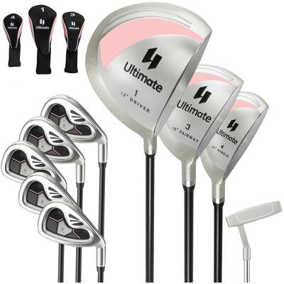 Costway - 9 PCS Women's Complete Golf Club Set Right Handed with 460cc Alloy Driver Irons - Pink Costway - 9 PCS Women's Complete Golf Club Set Right Handed with 460cc Alloy Driver Irons - Pink