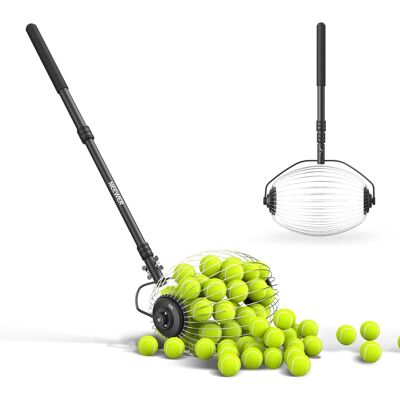 Neewer - Tennis/Pickleball Roller, 40 Balls, No Bending - Black Neewer - Tennis/Pickleball Roller, 40 Balls, No Bending - Black