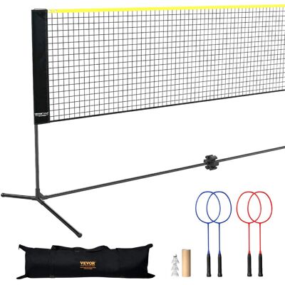VEVOR - Badminton Net, Height Adjustable Volleyball Net, 20ft Wide Foldable Pickleball Net, Portable Tennis Net Set with Poles - Black + yellow VEVOR - Badminton Net, Height Adjustable Volleyball Net, 20ft Wide Foldable Pickleball Net, Portable Tennis Net Set with Poles - Black + yellow