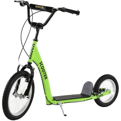 Aosom - Youth Kick Scooter for kids 5+, adjustable handlebar, 16" front & 12" rear dual brakes, inflatable wheels - Green Aosom - Youth Kick Scooter for kids 5+, adjustable handlebar, 16" front & 12" rear dual brakes, inflatable wheels - Green