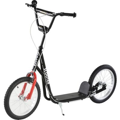 Aosom - Youth Kick Scooter for kids 5+, adjustable handlebar, 16" front & rear dual brakes, inflatable wheels - Black Aosom - Youth Kick Scooter for kids 5+, adjustable handlebar, 16" front & rear dual brakes, inflatable wheels - Black