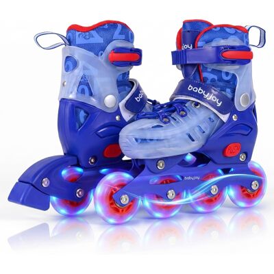 Gymax - Kids Inline Skates for Boys Girls 4-Size Adjustable Illuminating Roller Skates - Blue Gymax - Kids Inline Skates for Boys Girls 4-Size Adjustable Illuminating Roller Skates - Blue