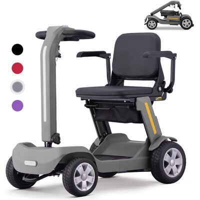 Hover Heart - 4-Wheel Foldable Electric Travel Scooter for Adults, Compact Portable Scooter with 300 lbs Capacity - Gray Hover Heart - 4-Wheel Foldable Electric Travel Scooter for Adults, Compact Portable Scooter with 300 lbs Capacity - Gray