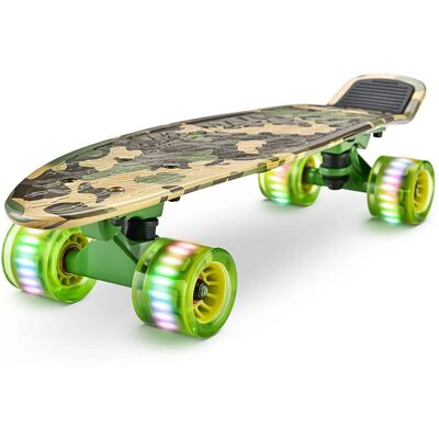 Hurtle - Standard Skateboard Mini Cruiser - 6'' PP Deck Complete Double Kick Skate Board - Camouflage Hurtle - Standard Skateboard Mini Cruiser - 6'' PP Deck Complete Double Kick Skate Board - Camouflage