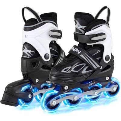 Costway - Kids' Inline Skates for Boys Girls Ages 5-7, 4 Sizes Adjustable Blade Roller - White & Black Costway - Kids' Inline Skates for Boys Girls Ages 5-7, 4 Sizes Adjustable Blade Roller - White & Black