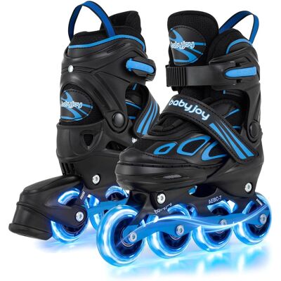 Costway - Adjustable Kids' Inline Skates Ages 9-14 4 Sizes Adjustable Blade Roller with Light-up Wheels - Blue & Black Costway - Adjustable Kids' Inline Skates Ages 9-14 4 Sizes Adjustable Blade Roller with Light-up Wheels - Blue & Black