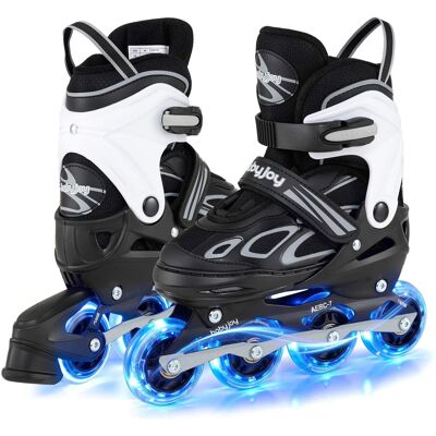 Costway - Adjustable Kids' Inline Skates Ages 7-9 4 Sizes Adjustable Blade Roller with Light-up Wheels - White & Black Costway - Adjustable Kids' Inline Skates Ages 7-9 4 Sizes Adjustable Blade Roller with Light-up Wheels - White & Black
