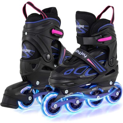 Costway - Adjustable Kids' Inline Skates Ages 7-9 4 Sizes Adjustable Blade Roller with Light-up Wheels - Purple & Black Costway - Adjustable Kids' Inline Skates Ages 7-9 4 Sizes Adjustable Blade Roller with Light-up Wheels - Purple & Black