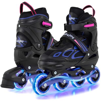 Costway - Adjustable Kids' Inline Skates Ages 9-14 4 Sizes Adjustable Blade Roller with Light-up Wheels - Purple & Black Costway - Adjustable Kids' Inline Skates Ages 9-14 4 Sizes Adjustable Blade Roller with Light-up Wheels - Purple & Black