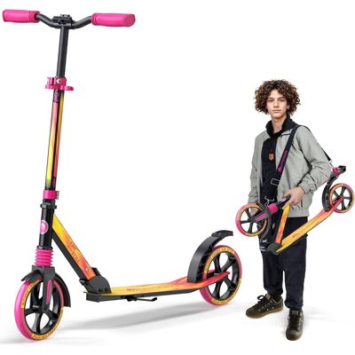 Outdoor Cruiser - Kick Scooter – Foldable, 8" Wheels, 3-Level Adjustable, for Ages 6+, Teens & Adults, 250 lbs Max - Yellow & Pink Outdoor Cruiser - Kick Scooter – Foldable, 8" Wheels, 3-Level Adjustable, for Ages 6+, Teens & Adults, 250 lbs Max - Yellow & Pink