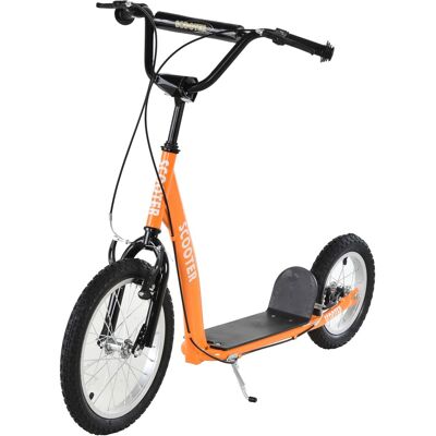 Aosom - Youth Scooter Kick Scooter for Kids 5+ with Adjustable Handlebar 16" Front and 12" Rear Dual Brakes Inflatable Wheels - Orange Aosom - Youth Scooter Kick Scooter for Kids 5+ with Adjustable Handlebar 16" Front and 12" Rear Dual Brakes Inflatable Wheels - Orange