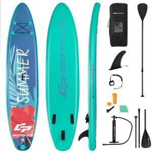 Costway - 11ft Inflatable Stand Up Paddle Board with Backpack Leash Aluminum Paddle - Blue,Green Costway - 11ft Inflatable Stand Up Paddle Board with Backpack Leash Aluminum Paddle - Blue,Green