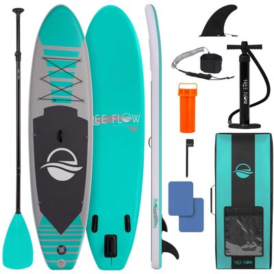 SereneLife - SLSUPB105 Inflatable Stand Up Paddle Board, 10’6” Stable Design, Premium Accessories with Ankle Leash - Aqua SereneLife - SLSUPB105 Inflatable Stand Up Paddle Board, 10’6” Stable Design, Premium Accessories with Ankle Leash - Aqua