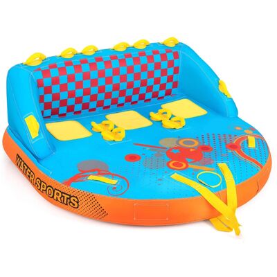 Costway - Towable Tube for Boating 3 Riders with Front & Back Tow Points for Towing Rider - Multicolor Costway - Towable Tube for Boating 3 Riders with Front & Back Tow Points for Towing Rider - Multicolor