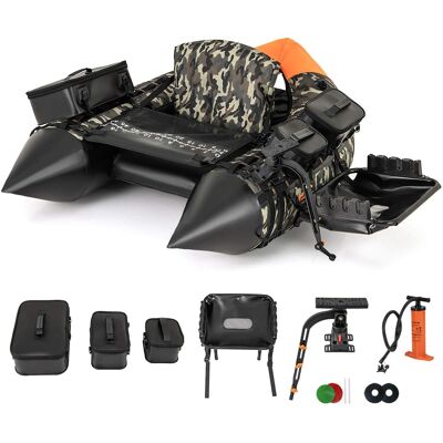 Costway - Inflatable Fishing Float Tube Portable Fishing Boat with 3 Detachable Storage Boxes - Camouflage Costway - Inflatable Fishing Float Tube Portable Fishing Boat with 3 Detachable Storage Boxes - Camouflage