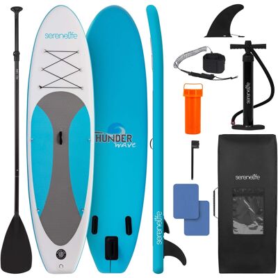 SereneLife - SLSUPB10 Inflatable Stand Up Paddle Board, 10’ Stable Design with Non-Slip Deck and Premium Accessories - Blue SereneLife - SLSUPB10 Inflatable Stand Up Paddle Board, 10’ Stable Design with Non-Slip Deck and Premium Accessories - Blue