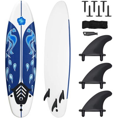 Costway - 6' Surfboard Foamie Body Surfing Board W/3 Fins & Leash for Kids Adults - White Costway - 6' Surfboard Foamie Body Surfing Board W/3 Fins & Leash for Kids Adults - White