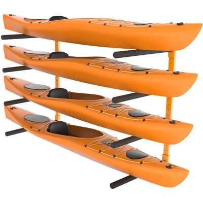 VEVOR - Wall Kayak Storage Rack, 4-Capacity Wall Mounted Kayak Holders for Kayak Canoe Paddle Board, Kayak Storage Hooks - Black;Orange VEVOR - Wall Kayak Storage Rack, 4-Capacity Wall Mounted Kayak Holders for Kayak Canoe Paddle Board, Kayak Storage Hooks - Black;Orange