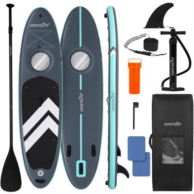 SereneLife - SLSUPCL01 10’6” Inflatable Stand-Up Paddle Board with Window, Non-Slip Deck Pad, for Youth & Adults - Black SereneLife - SLSUPCL01 10’6” Inflatable Stand-Up Paddle Board with Window, Non-Slip Deck Pad, for Youth & Adults - Black