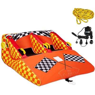 Sunny & Fun - Towable Water Tube, 2 Person Inflatable Towable Tube for Boating with Air Pump & Rope Sunny & Fun - Towable Water Tube, 2 Person Inflatable Towable Tube for Boating with Air Pump & Rope