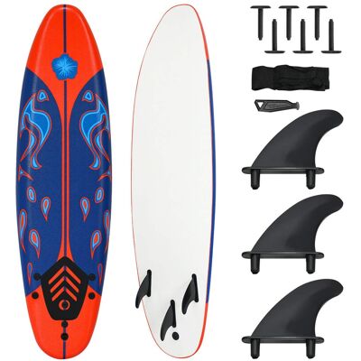 Costway - 6' Surfboard Foamie Body Surfing Board W/3 Fins & Leash for Kids Adults - Red Costway - 6' Surfboard Foamie Body Surfing Board W/3 Fins & Leash for Kids Adults - Red