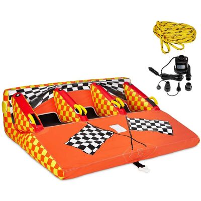 Sunny & Fun - Towable Water Tube, 3 Person Inflatable Towable Tube for Boating with Air Pump & Rope Sunny & Fun - Towable Water Tube, 3 Person Inflatable Towable Tube for Boating with Air Pump & Rope