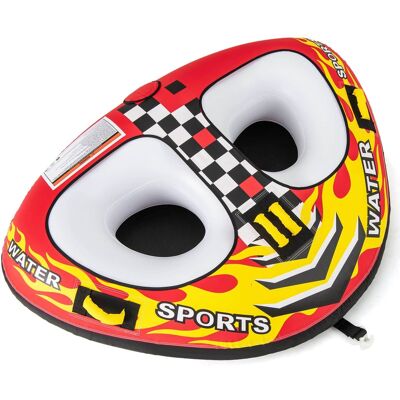 Costway - Towable Tube for Boating 1 or 2 Person Inflatable Boat Tube for Youth & Adult - Red Costway - Towable Tube for Boating 1 or 2 Person Inflatable Boat Tube for Youth & Adult - Red