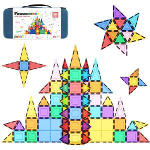 PicassoTiles - PICASSO-TILES Magnetic Tiles for Kids, 101PCS Construction STEM Building Blocks Educational Toy with Carrying Case - Multicolor PicassoTiles - PICASSO-TILES Magnetic Tiles for Kids, 101PCS Construction STEM Building Blocks Educational Toy with Carrying Case - Multicolor