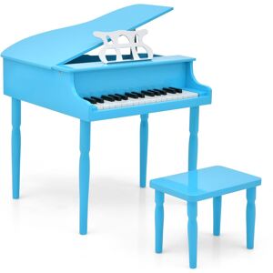 Costway - 30-Key Classic Baby Grand Piano Toddler Toy Wood with Bench & Music Rack - Blue Costway - 30-Key Classic Baby Grand Piano Toddler Toy Wood with Bench & Music Rack - Blue