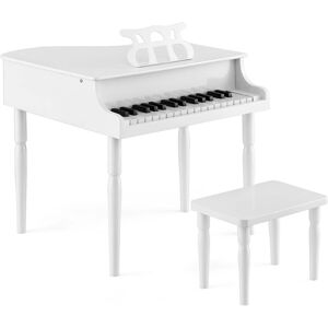 Costway - 30-Key Classic Baby Grand Piano Toddler Toy Wood with Bench & Music Rack - White Costway - 30-Key Classic Baby Grand Piano Toddler Toy Wood with Bench & Music Rack - White