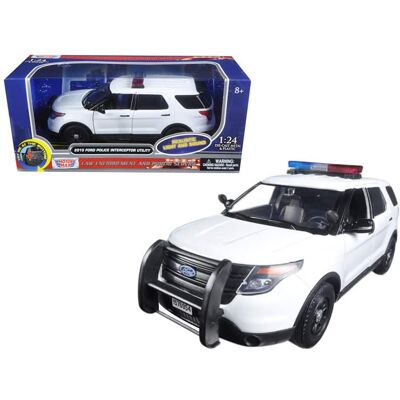 2015 Ford Police Interceptor Utility White with Light Bar and Sound 1/24 Diecast Model Car by Motormax 2015 Ford Police Interceptor Utility White with Light Bar and Sound 1/24 Diecast Model Car by Motormax