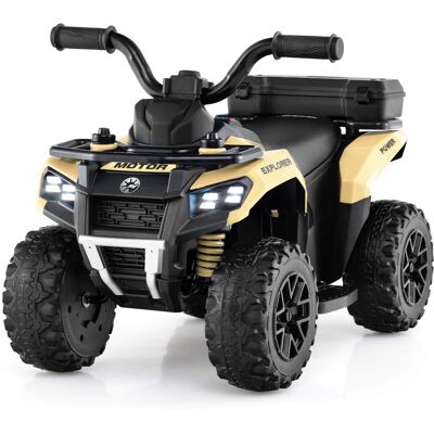 Costway - 6V Toddler Ride On Electric Car ATV with Lights & Music & USB Port Storage Box Toy Car - Khaki Costway - 6V Toddler Ride On Electric Car ATV with Lights & Music & USB Port Storage Box Toy Car - Khaki