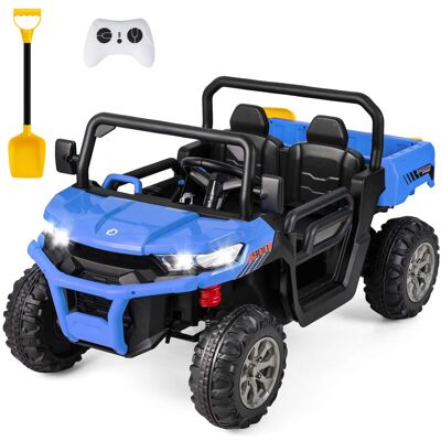 Costway - 24V Ride on Dump Truck Electric 2-Seater Kids UTV w/Dump Bed & Bight Lights and Remote Control - Blue Costway - 24V Ride on Dump Truck Electric 2-Seater Kids UTV w/Dump Bed & Bight Lights and Remote Control - Blue