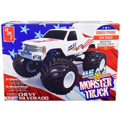 Skill 1 Snap Model Kit Chevrolet Silverado "USA-1" Monster Truck 1/32 Scale Model by AMT Skill 1 Snap Model Kit Chevrolet Silverado "USA-1" Monster Truck 1/32 Scale Model by AMT