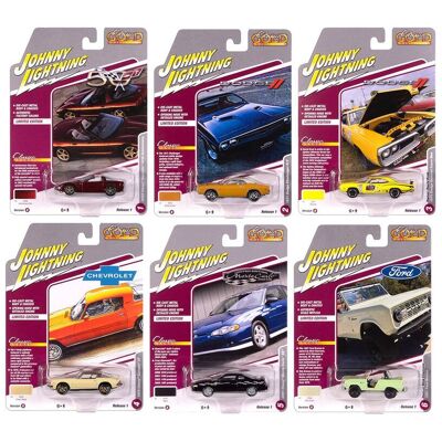 "Classic Gold Collection" 2025 Release 1 Set B of 6 Cars 1/64 Diecast Model Cars by Johnny Lightning "Classic Gold Collection" 2025 Release 1 Set B of 6 Cars 1/64 Diecast Model Cars by Johnny Lightning