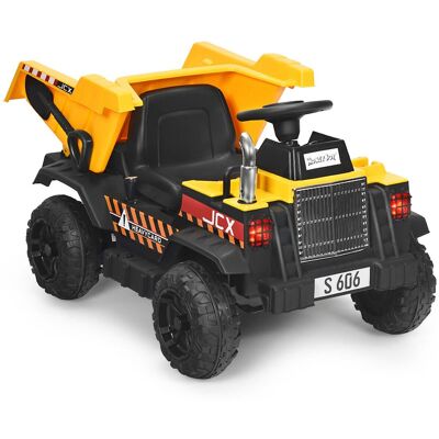 Costway - 12V Battery Kids Ride On Dump Truck RC Construction Tractor w/ Electric Bucket & Electric Dump Bed - Yellow Costway - 12V Battery Kids Ride On Dump Truck RC Construction Tractor w/ Electric Bucket & Electric Dump Bed - Yellow