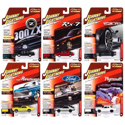 "Classic Gold Collection" 2022 Set B of 6 Cars Release 2 1/64 Diecast Model Cars by Johnny Lightning "Classic Gold Collection" 2022 Set B of 6 Cars Release 2 1/64 Diecast Model Cars by Johnny Lightning