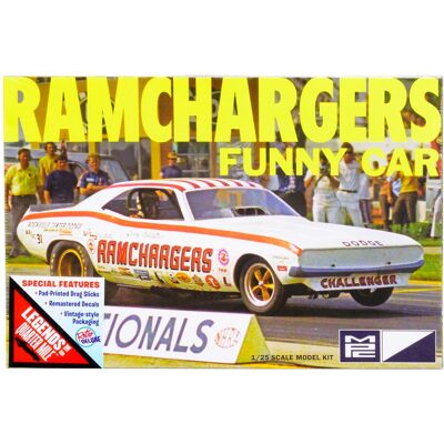 Skill 2 Model Kit Dodge Challenger Ramchargers Funny Car "Legends of the Quarter Mile" 1/25 Scale Model by MPC Skill 2 Model Kit Dodge Challenger Ramchargers Funny Car "Legends of the Quarter Mile" 1/25 Scale Model by MPC