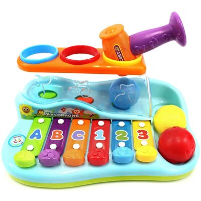 JuzToys - Baby Piano Toy, Xylophone Music Toy Pounding Bench with Balls & Hammer, Educational Toy Musical Instrument for Kids - Multi JuzToys - Baby Piano Toy, Xylophone Music Toy Pounding Bench with Balls & Hammer, Educational Toy Musical Instrument for Kids - Multi