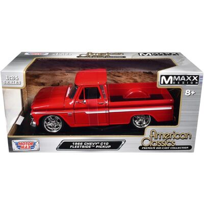 1966 Chevrolet C10 Fleetside Pickup Truck Red "Maxx Design" "American Classics" Series 1/24 Model Car by Motormax 1966 Chevrolet C10 Fleetside Pickup Truck Red "Maxx Design" "American Classics" Series 1/24 Model Car by Motormax