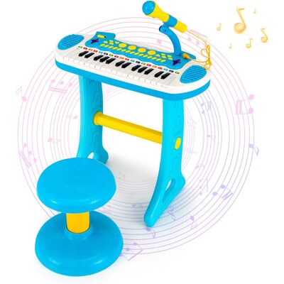 Costway - 31 Key Kids Piano Keyboard Toy Toddler Musical Instrument with Microphone - Blue Costway - 31 Key Kids Piano Keyboard Toy Toddler Musical Instrument with Microphone - Blue