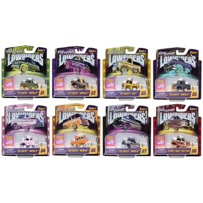 Car Tuned - "Lowriders Show Glow" Series 2 Set of 8 Pieces Diecast Model Cars by CarTuned Car Tuned - "Lowriders Show Glow" Series 2 Set of 8 Pieces Diecast Model Cars by CarTuned