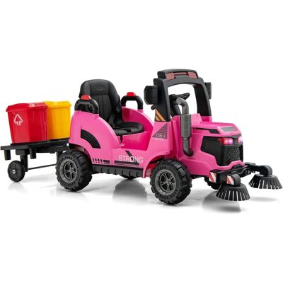 Costway - Ride on Car 12V 2 in 1 Kids Street Sweeper Truck Electric Vehicle with Remote Control - Pink Costway - Ride on Car 12V 2 in 1 Kids Street Sweeper Truck Electric Vehicle with Remote Control - Pink