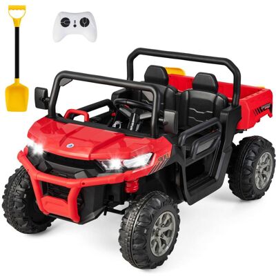 Costway - 24V Ride on Dump Truck Electric 2-Seater Kids UTV w/Dump Bed & Bight Lights and Remote Control - Red Costway - 24V Ride on Dump Truck Electric 2-Seater Kids UTV w/Dump Bed & Bight Lights and Remote Control - Red
